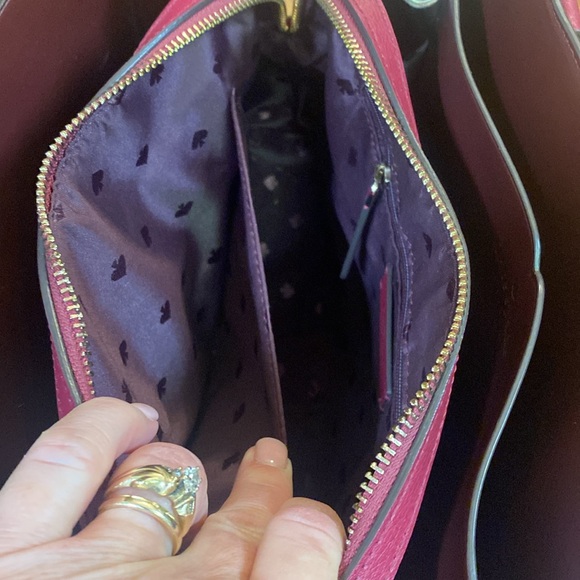 Kate Spade, New York burgundy/wine, color handbag with adjustable shoulder strap - Picture 11 of 13